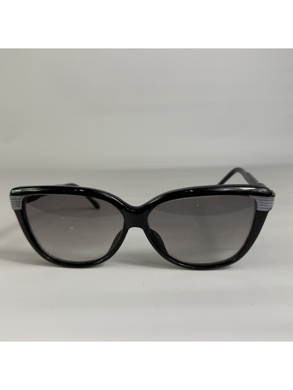 Givenchy Vintage Sunglasses Black Gold Striped val Cat Eye Womens